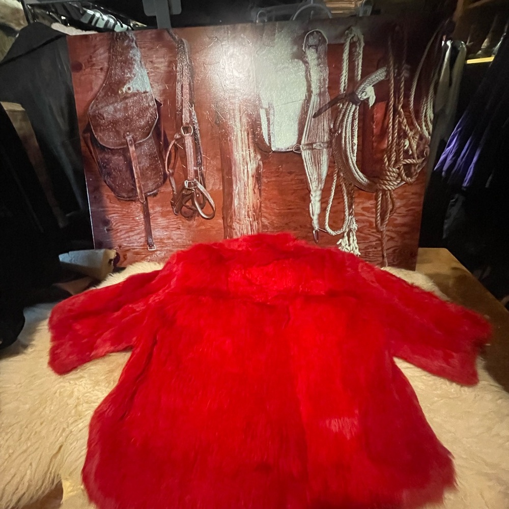 Red Rabbit Fur Jacket - Picture 8 of 10